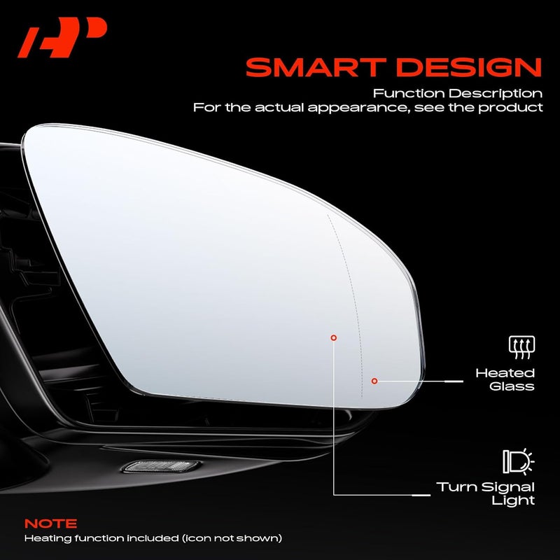 A-Premium 2-PC Driver and Passenger Heated Mirror Glass Compatible with 2003-2007 Chevrolet Silverado, Tahoe, Avalanche, Suburban & GMC Sierra, Yukon & Cadillac Escalade, Replace # 56318, 88944391 - Image 5
