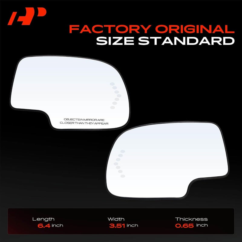 A-Premium 2-PC Driver and Passenger Heated Mirror Glass Compatible with 2003-2007 Chevrolet Silverado, Tahoe, Avalanche, Suburban & GMC Sierra, Yukon & Cadillac Escalade, Replace # 56318, 88944391 - Image 4