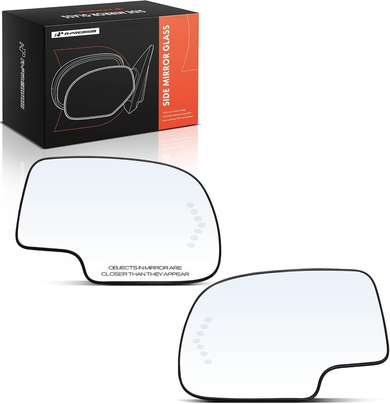 A-Premium 2-PC Driver and Passenger Heated Mirror Glass Compatible with 2003-2007 Chevrolet Silverado, Tahoe, Avalanche, Suburban & GMC Sierra, Yukon & Cadillac Escalade, Replace # 56318, 88944391 - Image 1