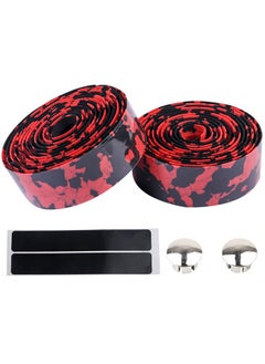 1 Pair Cycling Handlebars Tape, Bicycle Bar Wraps, Super Soft Bike Bicycle Cycling Handlebar Tape Wraps with Bar Plugs (Red & Black)