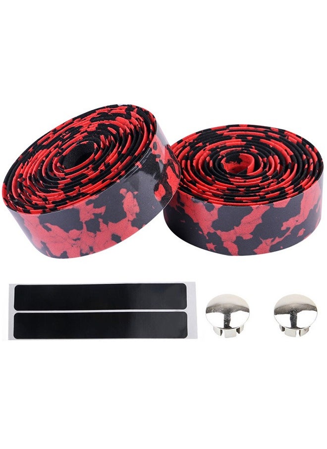 Generic - 1 Pair Cycling Handlebars Tape, Bicycle Bar Wraps, Super Soft Bike Bicycle Cycling Handlebar Tape Wraps with Bar Plugs (Red & Black) - Image 1