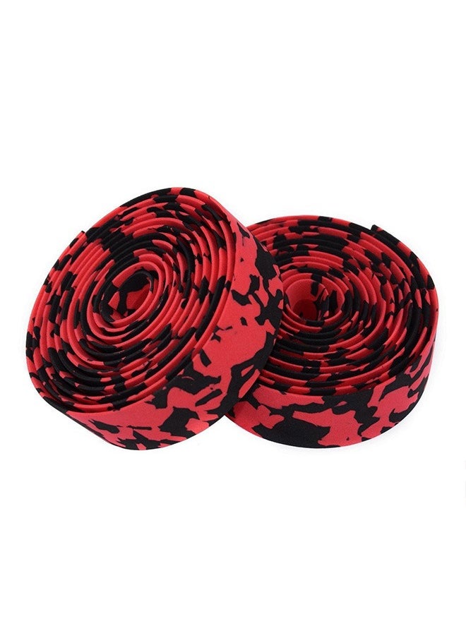 Generic - 1 Pair Cycling Handlebars Tape, Bicycle Bar Wraps, Super Soft Bike Bicycle Cycling Handlebar Tape Wraps with Bar Plugs (Red & Black) - Image 1