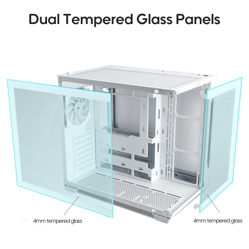 Vetroo AL900 ATX PC Case with 270° Full View Tempered Glass, Pre-Installed ARGB & PWM FDB Fan, Supports 360mm Radiator & 10 Fans, Type-C Ready, for 50 Series GPUs (White) - Image 2
