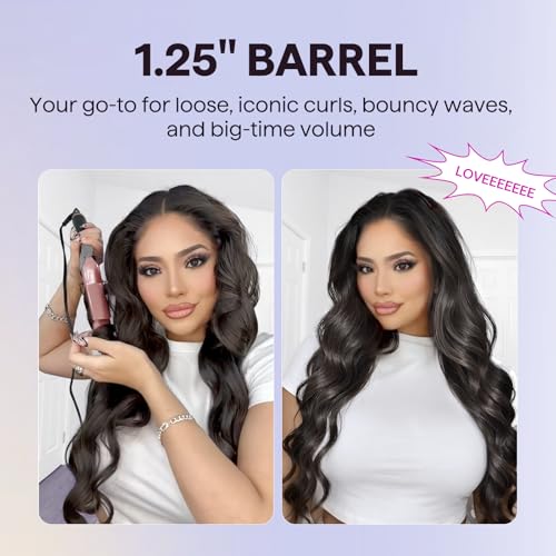 Wavytalk 5 in 1 Curling Iron Set with Curling Brush and 4 Interchangeable Ceramic Curling Wand (0.35"-1.25”), Wand Curling Iron Instant Heat Up, Dual Voltage Hair Curler - Image 5