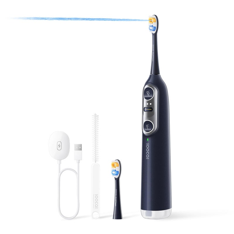 Soocas NEOS II Electric Toothbrush with Water Flosser Sonic Electric Toothbrush for Adults Cordless Water Flosser for Travel Portable Oral Irrigator Up to 100 Plaque Removal Dark Violet