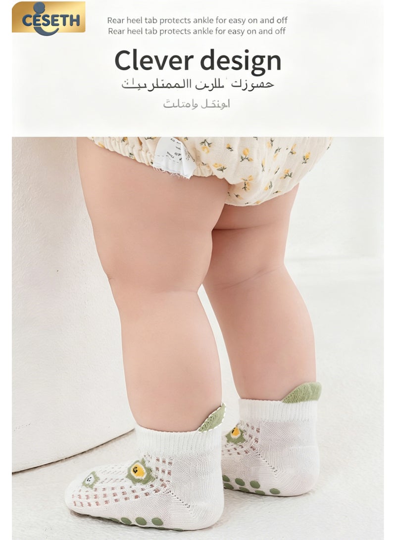 CESETH 5 Pairs Of Baby Anti-Slip Socks, Ultra-Thin Mesh Breathable Slippers, Featuring Cute Fruit And Animal Patterns, A-Grade Pure Cotton Floor Socks For Infants And Children Aged 0-3, Suitable As A Gift For Baby Parties For Both Boys And Girls, Available In Multiple Colors. - Image 5