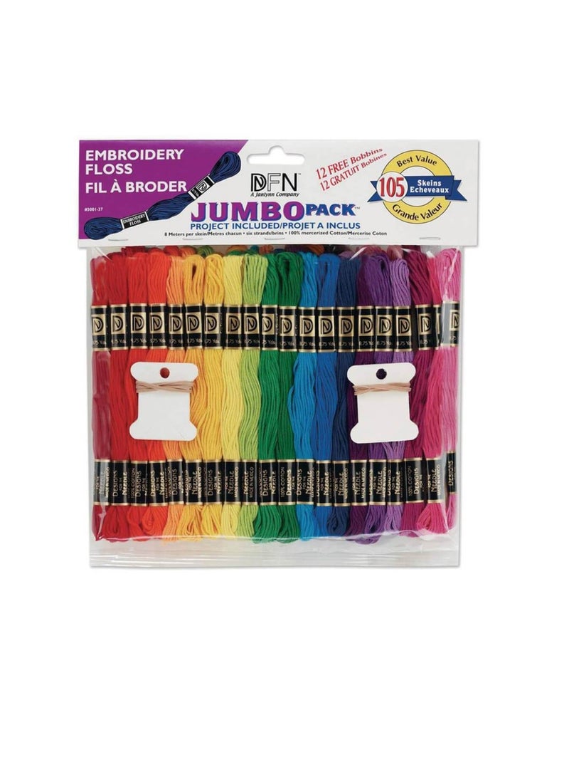 Embroiderymaterial Cotton Embroidery Floss Jumbo Pack 8.7yd Assorted Colors 105pc - Image 2