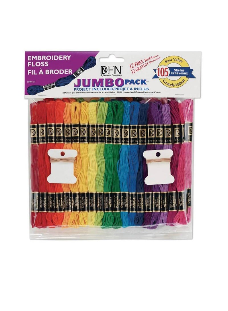 Embroiderymaterial Cotton Embroidery Floss Jumbo Pack 8.7yd Assorted Colors 105pc - Image 3
