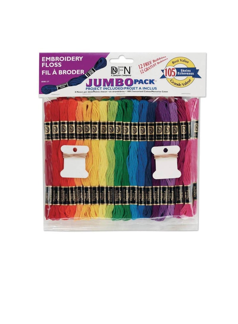 Embroiderymaterial Cotton Embroidery Floss Jumbo Pack 8.7yd Assorted Colors 105pc - Image 1