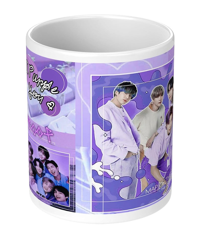 NH10 DESIGNS NH10 DESIGNS BTS Printed Mug BTS Coaster BTS Keychain Gift for Girls Boys Friends Birthday Gift Tea Coffee Mug 350ml Music Band V Suga JHope Jungkook Pack of 3 BNWMCK 1  - Image 3