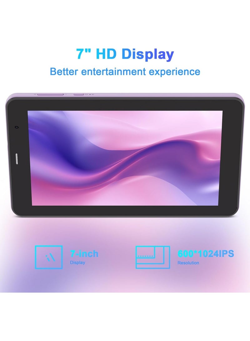 REBENUO 7 Inch Tablet,Android 13 Tablet,Quad Core Processor,8GB RAM 512GB ROM,512GB Expand,Dual Camera,Tablet with SIM, WiFi,Bluetooth,Case,StylusCM518 Pro (Purple) - Image 3
