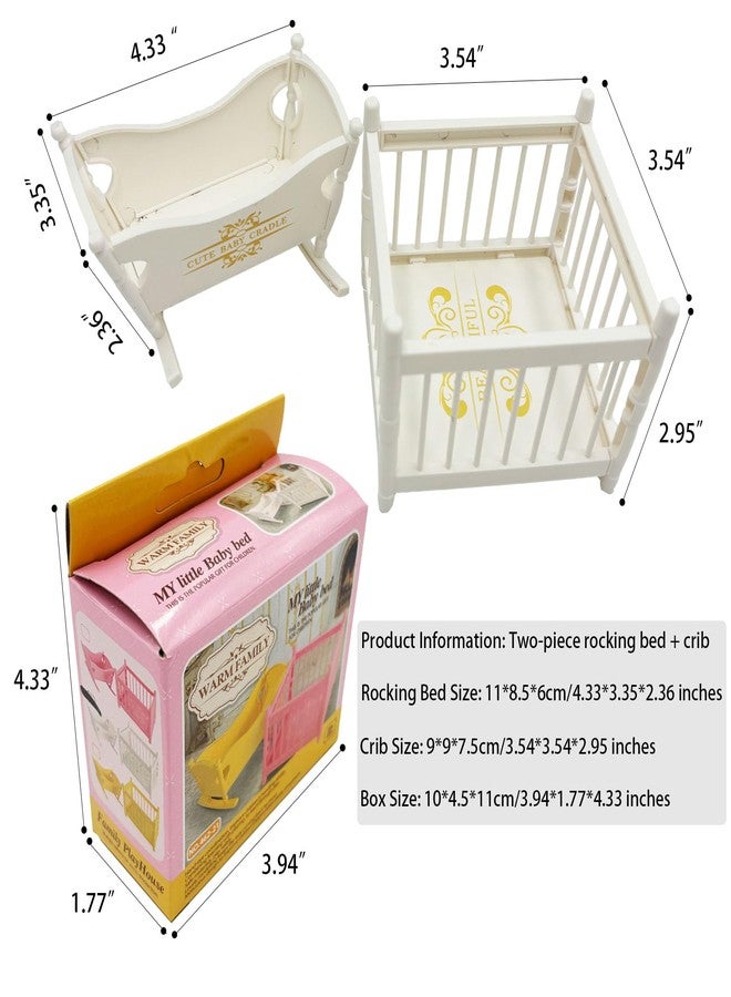 Flyekist Miniature Dollhouse Furniture Set,Mini Doll Rocking Crib + Square Bed, Dollhouse Furniture Crib Wobble Toys Baby Doll Cradle White Wooden Bamboo Silk Crib - Image 3