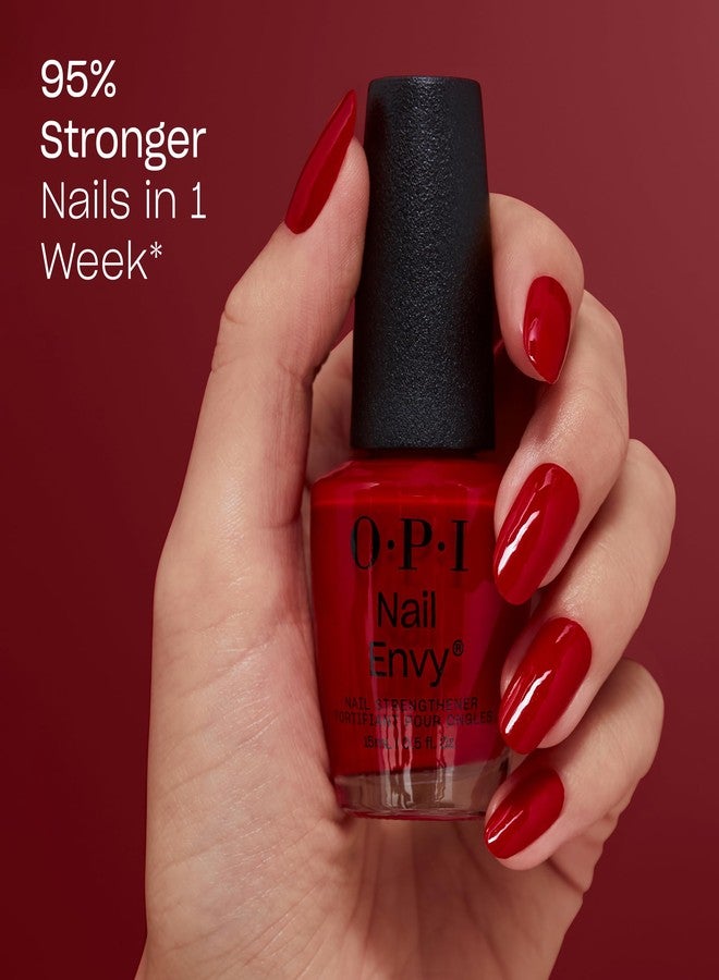 OPI Nail Envy, Colored Nail Strengthener Treatment, Vegan formula with Biotin, Calcium, Vitamin A, C and E, Repairs Damaged Nails, 95% Stronger Nails in 1 Week, Big Apple Red, Red, 15ml - Image 2