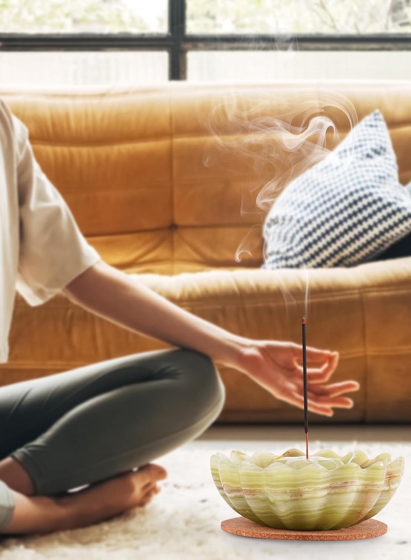 RADICALn Marble IncenGreen Marble Incense Holder | 5.5" Handmade Palo Santo Burner for Home, Room & Officese Holder 5.5" Inches Green Handmade Palo Santo Stick for Home Décor, Modern Incense Holder for Sticks, Citronella incenses Stick for Room & Office Aromatherapy - Image 3