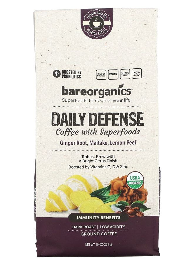 Bareorganics - Daily Defense Coffee With Superfoods Ground Dark Roast 10 oz (283 g) - Image 1