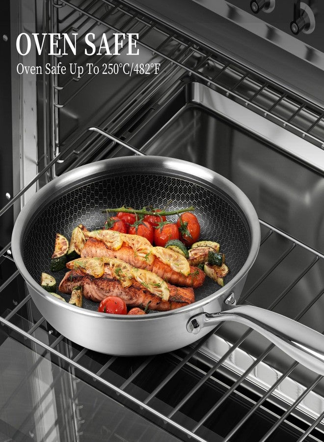 Innerwell Stainless Steel Frying Pan Nonstick Frying Pan 8 Inch Honeycomb Coatings Stainless Steel Kitchen Cooking Pan Skillet Woks Pan Egg Pans Non Toxic Healthy Omelette Pan Compatible W/All Cooktops - Image 5