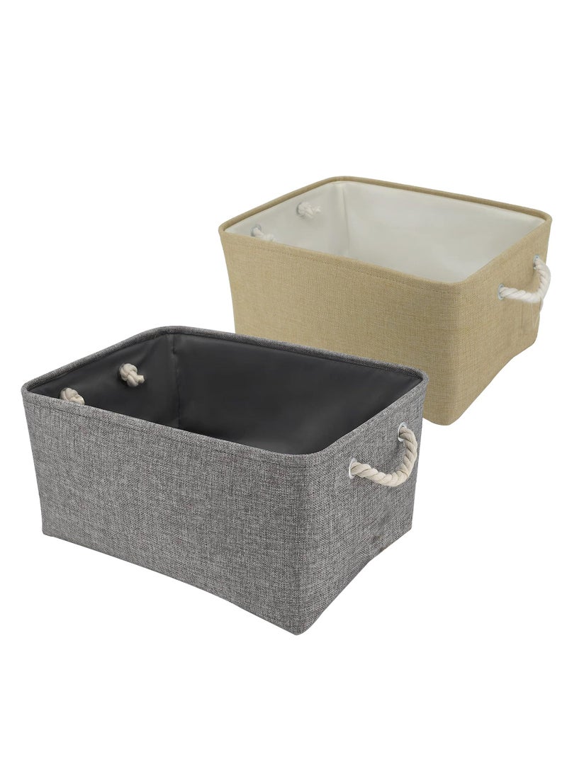 Swift 2 Pcs Large Foldable Fabric Storage Baskets with Handles for Clothes Toys Organizing Home Office Laundry Nursery Shelves, Baskets for Gifts  - Image 1