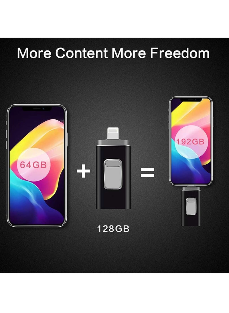 USB Flash Drive, USB3.0 Memory Stick External Storage Thumb Drive for i-Phone i-Pad 64GB Photo Memory Flash Memory Suitable for All Models PC/Pad/Android Phones (Black) - Image 5