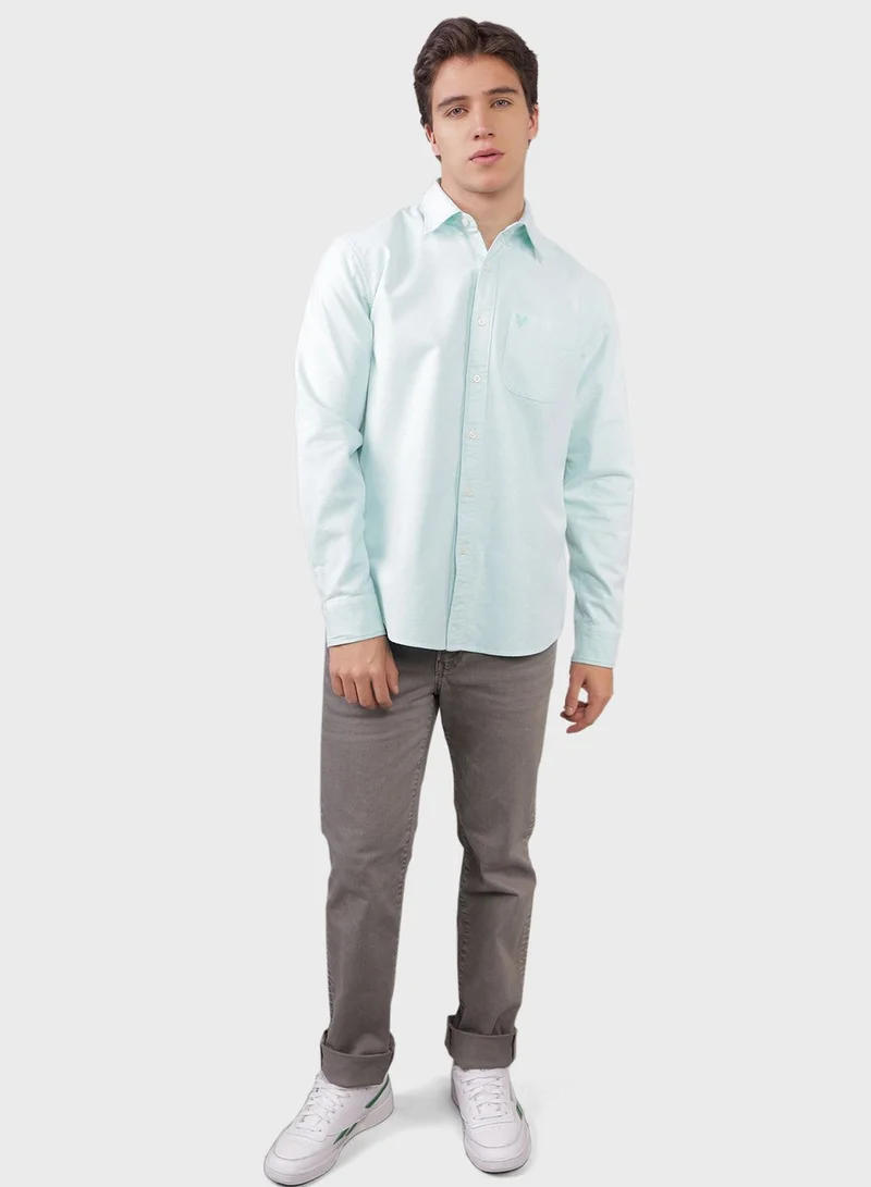 امريكان ايجل Essential Band Collar Classic Fit Button Up Shirt