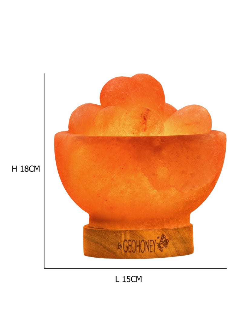 Geohoney - Himalayan Salt Fire Bowl Lamp with Heart Crystals - Image 3
