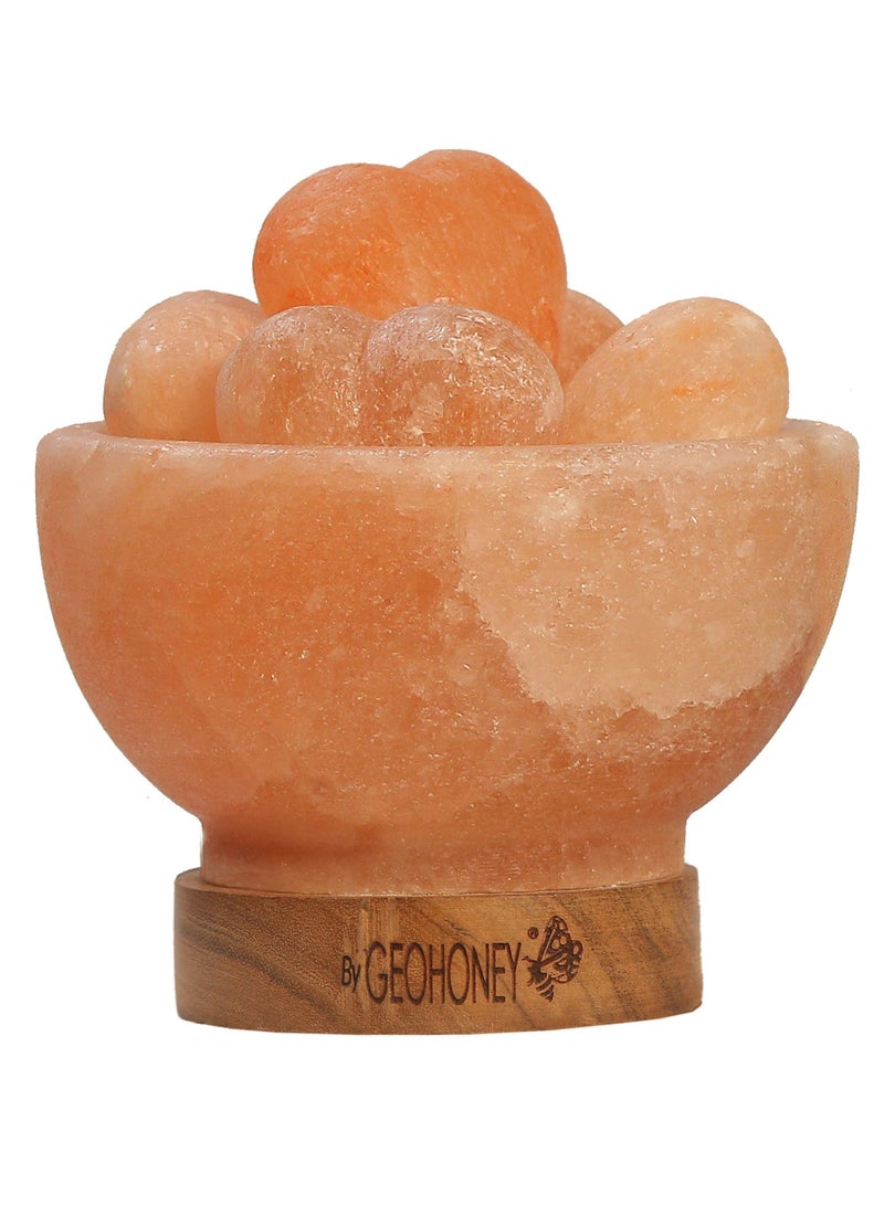 Geohoney - Himalayan Salt Fire Bowl Lamp with Heart Crystals - Image 2