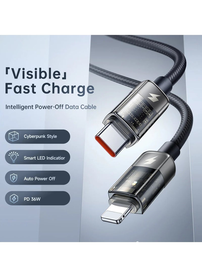 Mcdodo - Cable Auto Power Off Type-C to Lightning Transparent Data 1.8m - Image 1