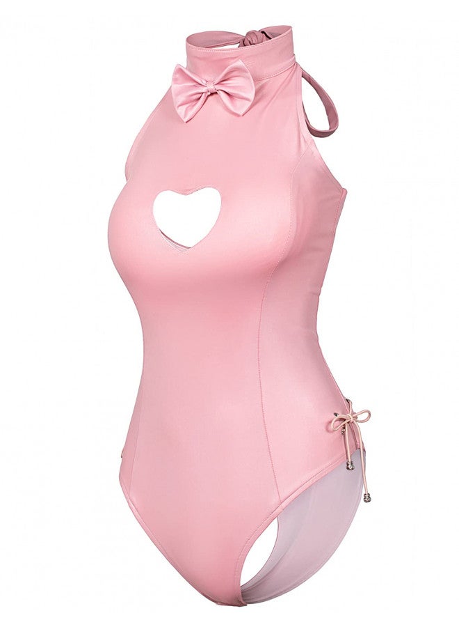 Yuriko Womens Bunny Costume Girl Suit Button Crotch Romper Onesie Bodysuit Cosplay Costume Furry Cat Ear Gloves Socks set(Pink S) - Image 2