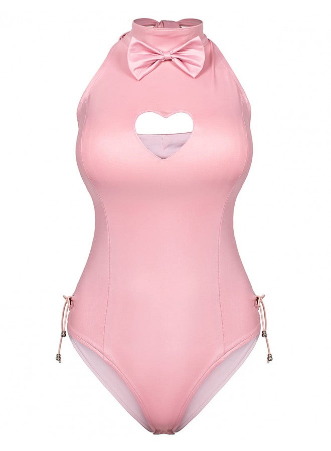 Yuriko Womens Bunny Costume Girl Suit Button Crotch Romper Onesie Bodysuit Cosplay Costume Furry Cat Ear Gloves Socks set(Pink S) - Image 1