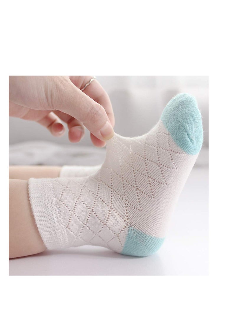 Baby Non Slip Socks, KASTWAVE Toddler Socks With Grips Ankle for Infants Kids Little Girls Boys Girls Cotton Mesh Socks Easy for Small Hands-Adorable Designs-Includes Striped (5 Pairs) - Image 2