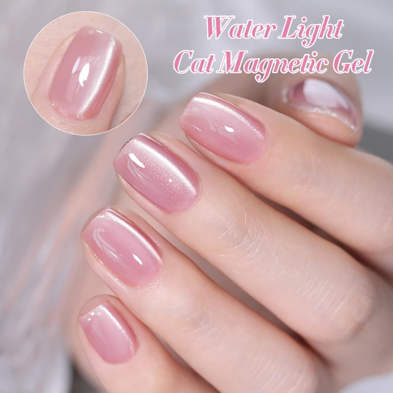 Born Pretty Magnetic Gel Nail Polish Water Light Cat Magnetic Eye Jelly Pink Glass Crystal Gel Polish Glitter Shimmer Auroras Nail Polish LED Nail Art Manicure Kit 6PCS - Image 5