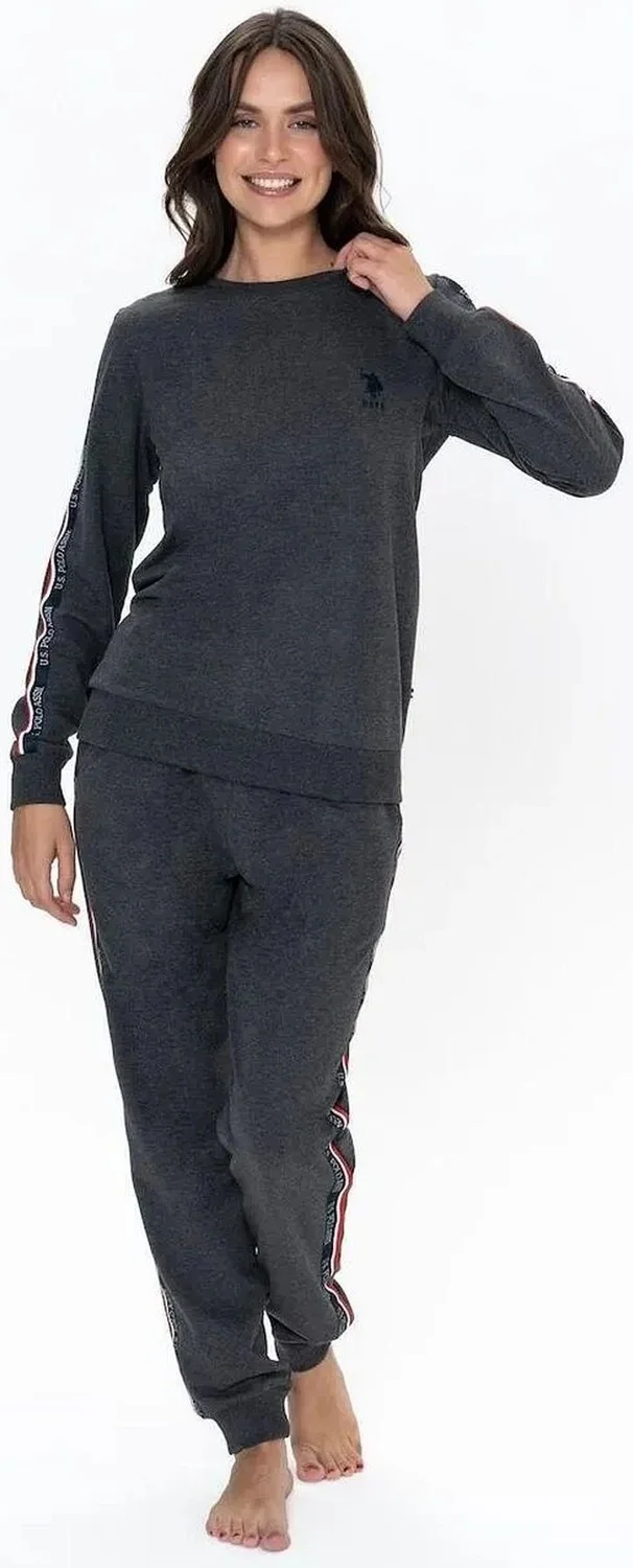 يو اس بولو اسن 20113 Women's Long Sleeve Crew Neck Elastic Leg Comfortable Home Wear-Anthracite Melange