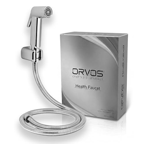 Orvos Health Faucet, Touch Clean nozzles, ABS Outer Body with Brass pin, with 1 to 1.2 Meter extendable SS 304 Shower Hose and wall Hook, Jet Spray for high end Luxury Toilets - Image 1