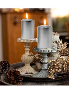 Lukadah Premium Quality Unscented Metallic Silver Votive Pillar Candles - Long Burning Hours, Decorative, SPA - Dripless Clean Burning Smokeless Dinner Candle | Dripless Decorative Candles for Home, PArty, Birthday, Wedding Decor & Relaxation | Set of 4  - Image 3