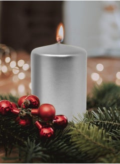 Lukadah Premium Quality Unscented Metallic Silver Votive Pillar Candles - Long Burning Hours, Decorative, SPA - Dripless Clean Burning Smokeless Dinner Candle | Dripless Decorative Candles for Home, PArty, Birthday, Wedding Decor & Relaxation | Set of 4  - Image 4