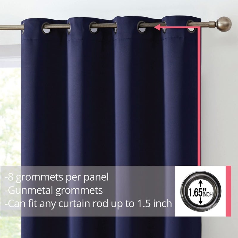 HLC.ME Oxford Navy Blackout Curtains 84 Inches Long - Blue Curtains for Bedroom  Sleep Well Thermal Insulated Window Curtain Grommet Panels  Set of 2 (52 W x 84 L  Navy Blue) - Image 2