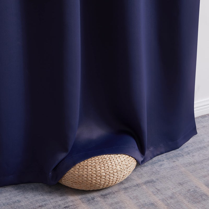 HLC.ME Oxford Navy Blackout Curtains 84 Inches Long - Blue Curtains for Bedroom  Sleep Well Thermal Insulated Window Curtain Grommet Panels  Set of 2 (52 W x 84 L  Navy Blue) - Image 5