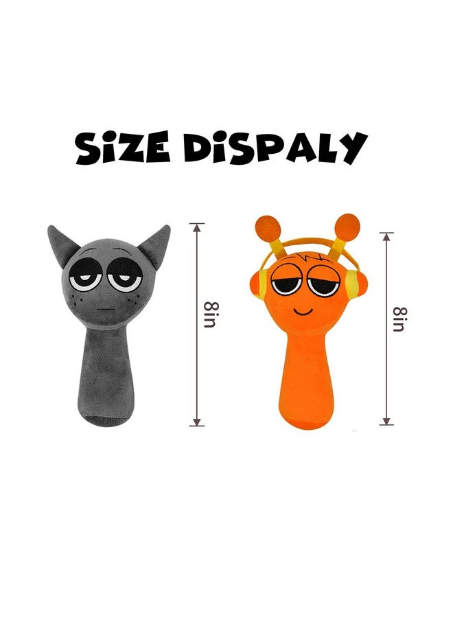 Sprunki Plush Toys, Horror Games Plushies Toy for Fans, Soft Stuffed Animal Pillow Figure Doll  Birthday Gifts for Adult Kids (Gray+Orange) - Image 2