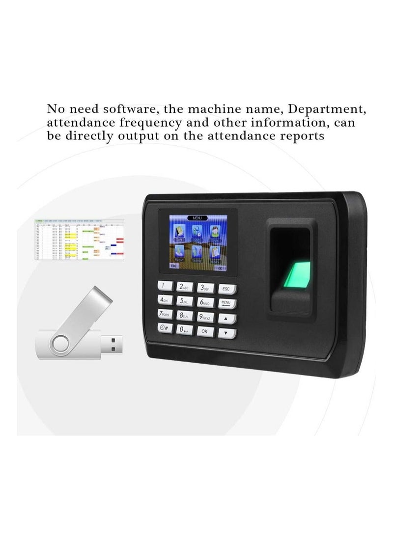 Generic TCP IP USB Biometric Fingerprint Attendance Machine with LCD Screen 3000 Fingerprint Capacity Employee Biometric Fingerprint Time Clock(US Plug)  - Image 5