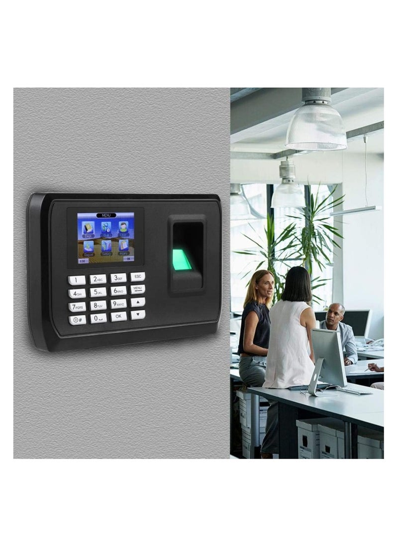 TCP IP USB Biometric Fingerprint Attendance Machine with LCD Screen 3000 Fingerprint Capacity Employee Biometric Fingerprint Time Clock(US Plug)
