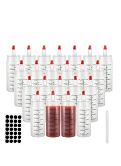 Y&D 22 Pack of 4oz Squeeze Bottles Plastic Small Condiment Bottle with Red Caps for Sauces Icing Cookie Decorating Crafts Liquid  - Image 1