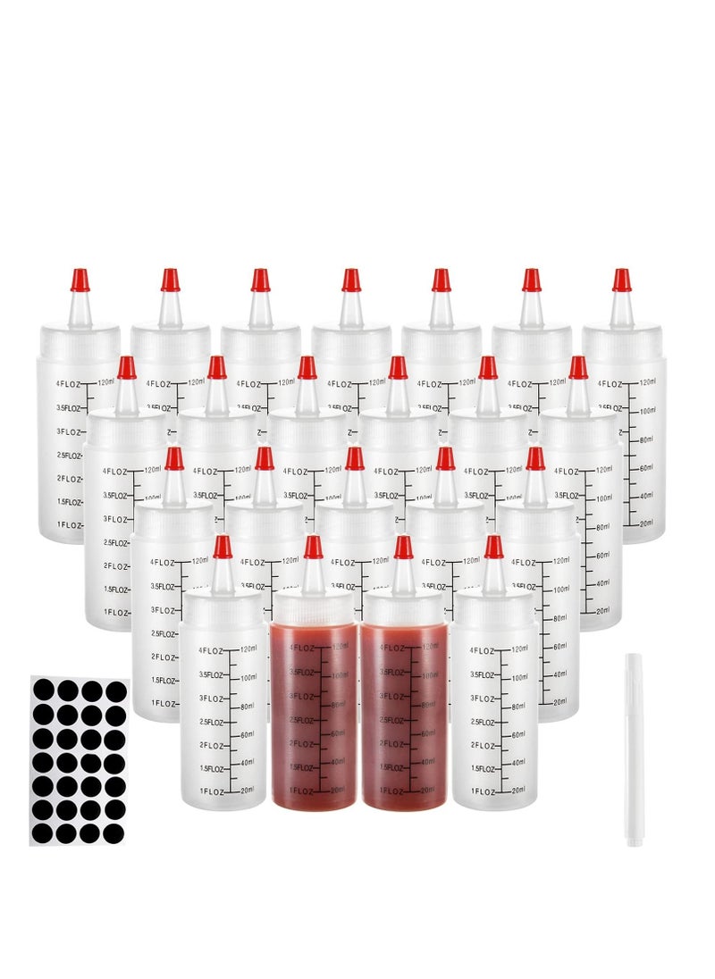Y&D 22 Pack of 4oz Squeeze Bottles Plastic Small Condiment Bottle with Red Caps for Sauces Icing Cookie Decorating Crafts Liquid  - Image 1