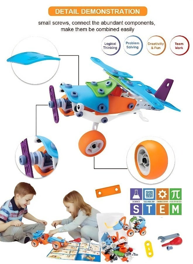 STEM Education Building Blocks Set (132 Pieces) - DIY Free-Form Vehicle and Aircraft Construction Toys for Children Aged 5+, Ideal Gift for Eid al-Fitr, Eid al-Adha, Birthdays and Family Playtime - Image 4