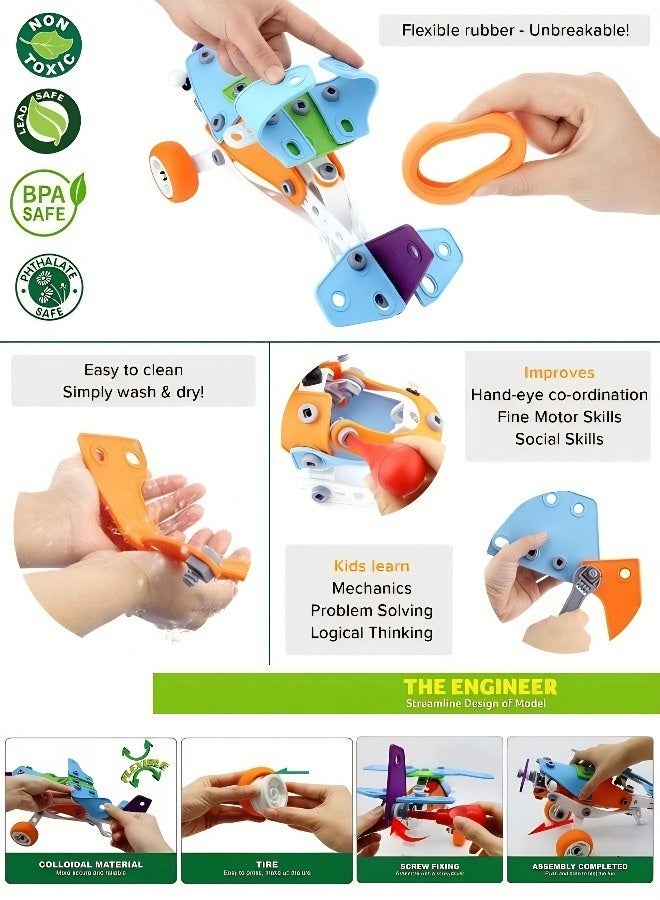 STEM Education Building Blocks Set (132 Pieces) - DIY Free-Form Vehicle and Aircraft Construction Toys for Children Aged 5+, Ideal Gift for Eid al-Fitr, Eid al-Adha, Birthdays and Family Playtime - Image 5