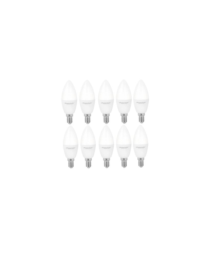 PowerSafe Energy Saving 7W LED Candle Bulb E14 Holder with Surge Protection|ESMA Approved Pack of 10 (WHITE) - Image 1