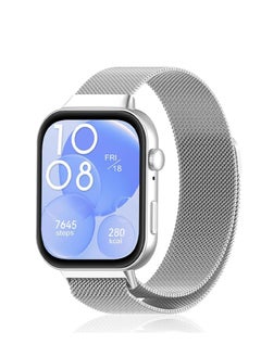 ماركة غير محددة PaceBid متوافق مع Huawei Watch Fit 3، سوار بديل من الفولاذ المقاوم للصدأ مع حزام مغناطيسي معدني لهاتف Huawei Watch Fit 3 - فضي  - Image 1