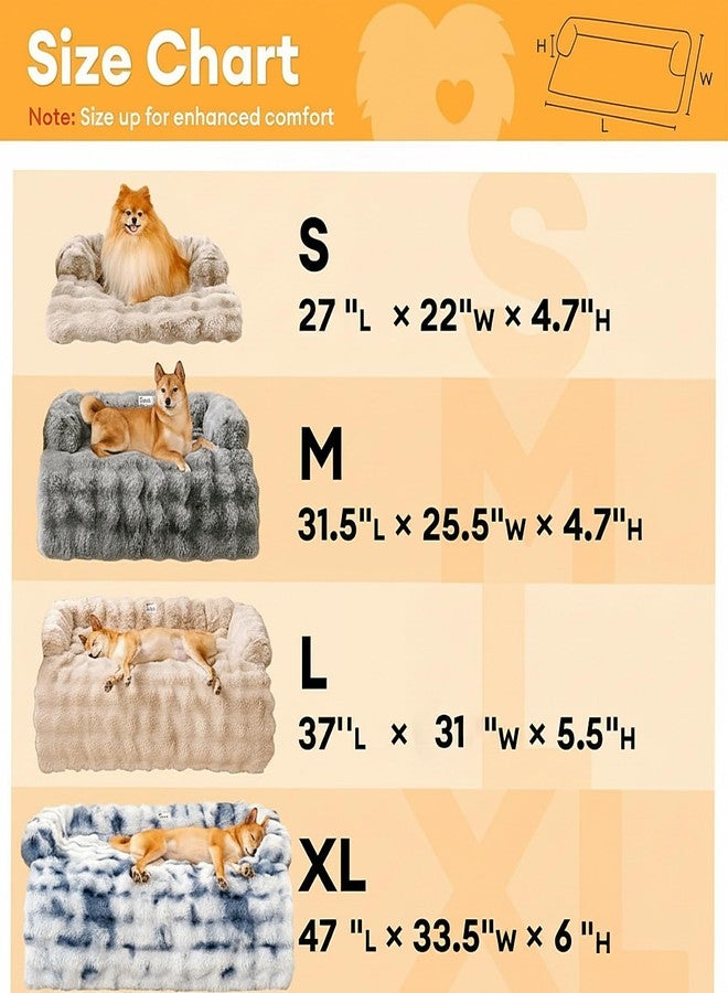FUNNY FUZZY FUNNYFUZZY Calming Dog Bed Mat, Fluffy Fuzzy Couch Cover for Sofa, Furniture Protector with Removable Washable Cover for Small Dogs and Cats (Coffee,33.45 × 28.35 × 5.51 in) - Image 5