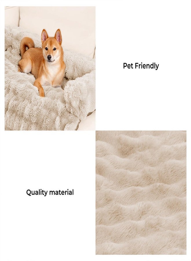 FUNNY FUZZY FUNNYFUZZY Calming Dog Bed Mat, Fluffy Fuzzy Couch Cover for Sofa, Furniture Protector with Removable Washable Cover for Small Dogs and Cats (Coffee,33.45 × 28.35 × 5.51 in) - Image 2