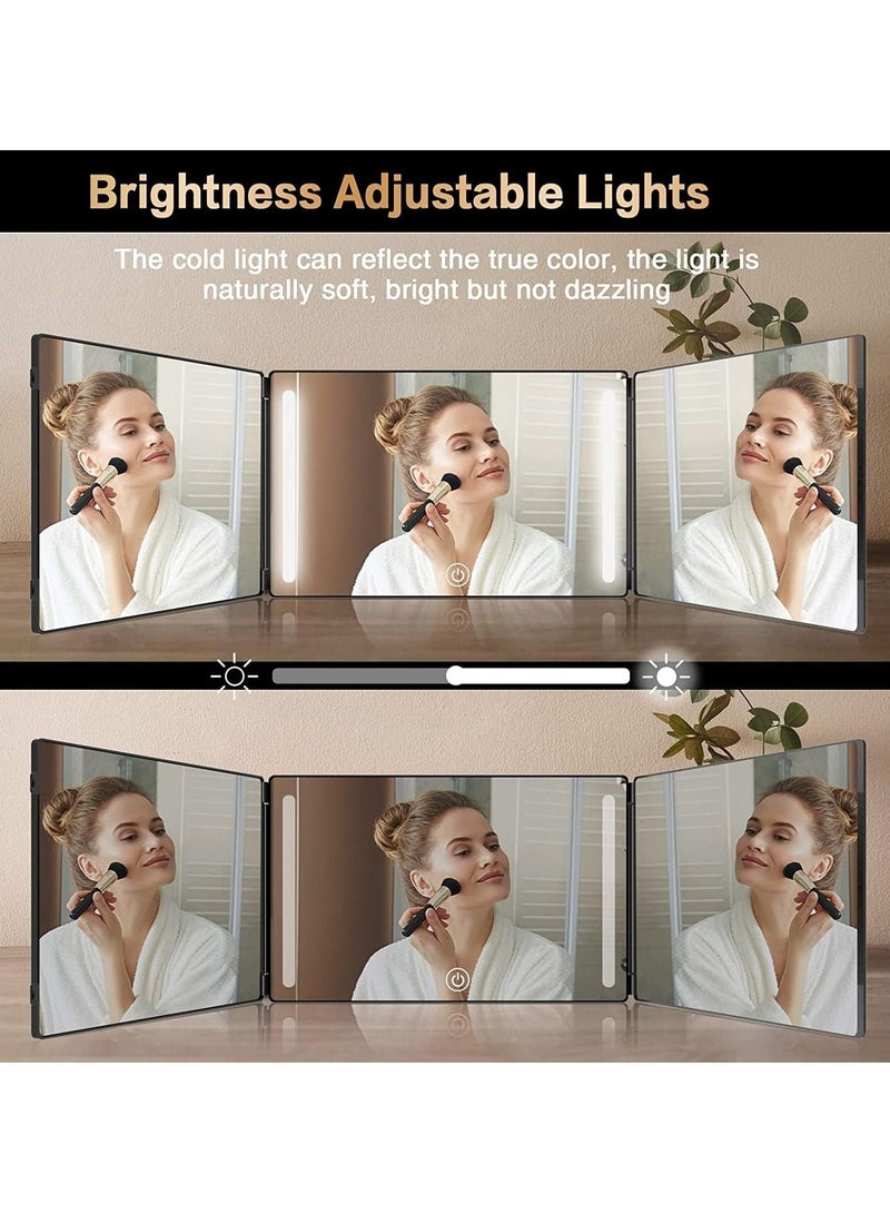 3 Way Barber Mirror LED Light 360 Degree Barber Mirror for Men USB with Height Adjustable Telescoping Hook Suitable for Hair Cutting Hairstyling Shaving Grooming Hair Coloring and Makeup - Image 5