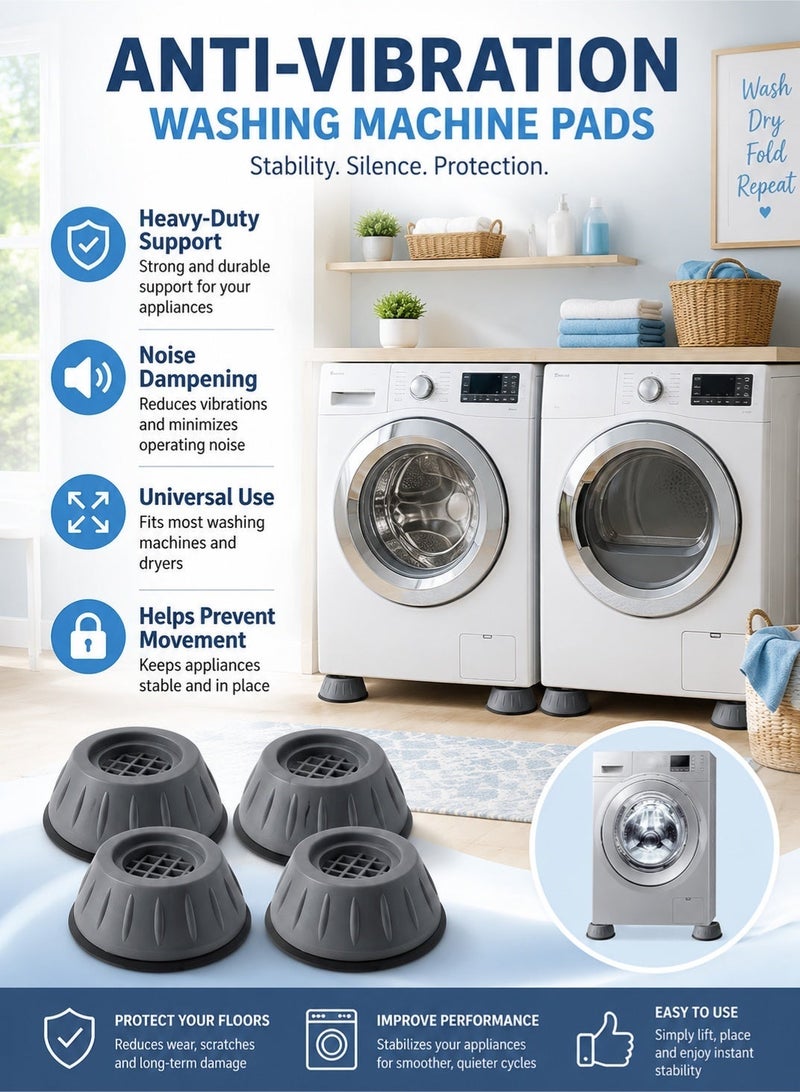 Leoxol Washing Machine Anti Vibration Pads 4pcs | Non Slip Washer Dryer Feet Pads | Shock Absorbing Noise Reducing Floor Protector Pads - Image 5