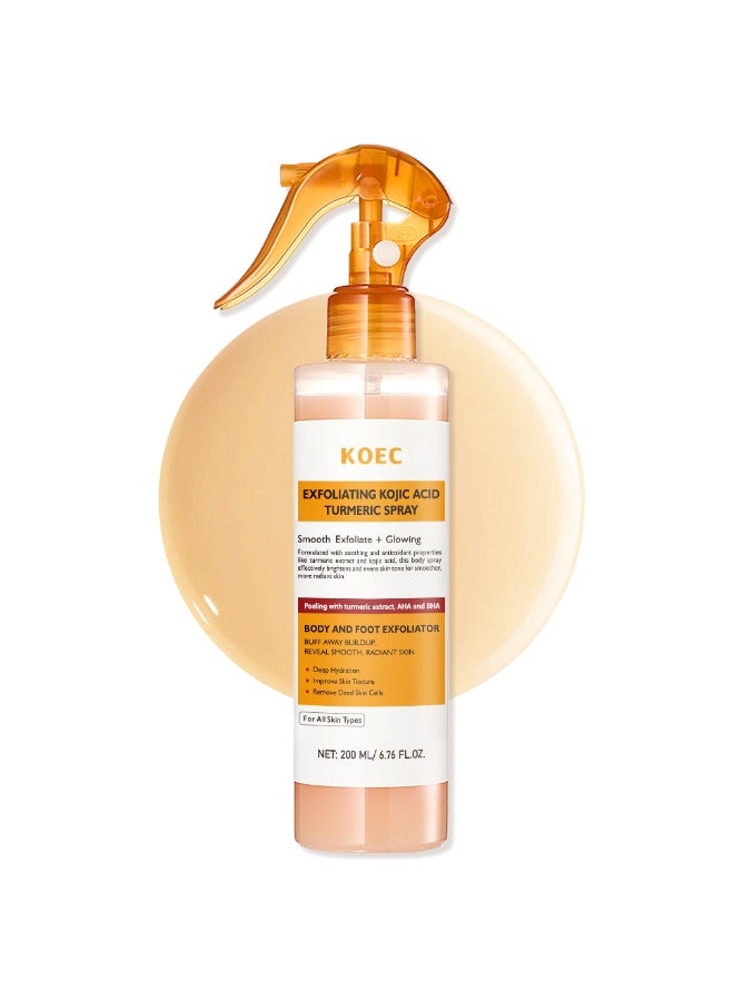 KOEC Kojic Acid Turmeric Skin Renewal Spray 200ml | Exfoliates, Improves Roughness and Dullness, Body Care, Unisex. - Image 1